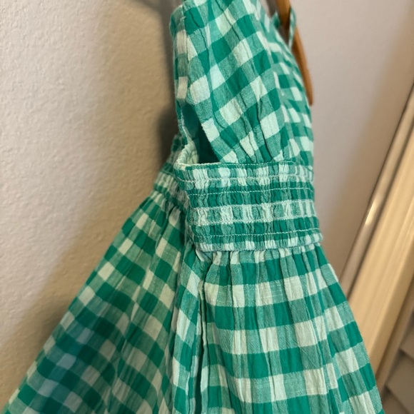 New Cat & Jack Green Checkered Kids Dress XS (4/5) Cut Out Detail - Picture 4 of 9